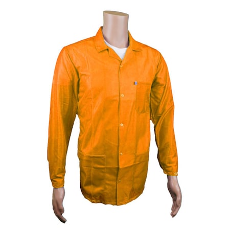 Transforming Technologies ESD Jacket, 3/4ths Length, Lapel Collar, Snap Cuff, X-Small, Orange JKC9021SPOR